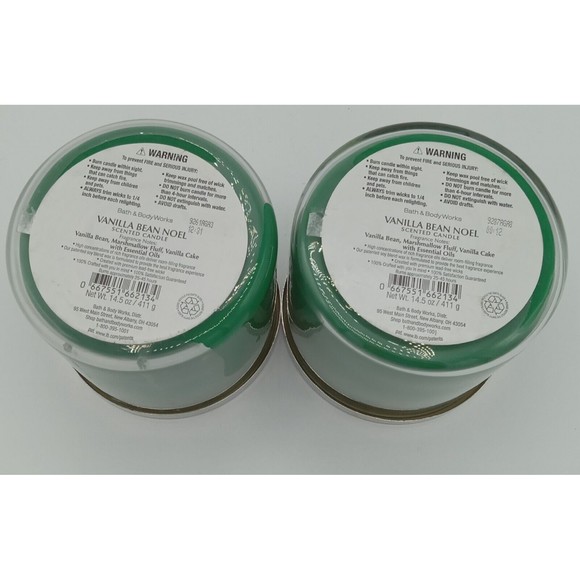 Lot Of 2 Bath Body Works Vanilla Bean Noel 3 Wick  Candle 14.5oz Large - Picture 4 of 4